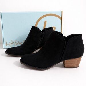 Life Stride Black Suede Ankle Booties